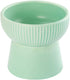 Green Ceramic Raised Cat Bowl – Elevated Food & Water Dish