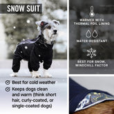 Dog Snowsuit – Black, Size 10 (9–11" Back Length)