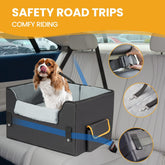 Elevated Dog Car Seat for Small Dogs & Cats – Booster Travel Carrier Bed with Adjustable Straps