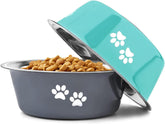 2-Pack Stainless Steel Dog Bowls – Non-Slip, Medium Size (3.6 Cups)