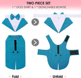 Dog Tuxedo for Large Dogs, Formal Dog Suit and Tie, Gentle Dogs Wedding Party Suit Bow Tie Shirt, Pet Wedding Outfit with Detachable Bowtie Collar for Christmas Halloween Dress Up