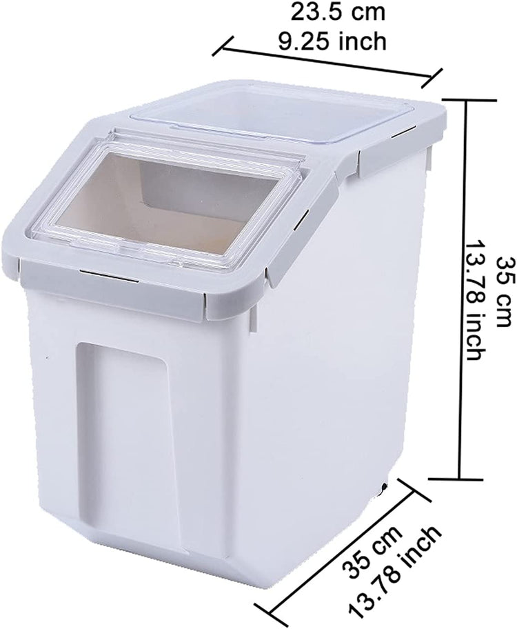 Large 20 lb Airtight Pet Food Container – Dog & Cat Food Bin with Scoop & Measuring Cup, Grey