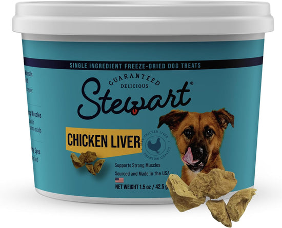 Single Ingredient Freeze Dried Raw Dog Treats, Chicken Liver, 1.5 Ounce, Approx. 25 Pieces per Resealable Tub, Training Treats or Meal Topper, High Protein, Grain Free, Gluten Free