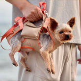 Pet Carrier Sling & Backpack, Full Body Lift Harness, Help Em up Harness for Small Dogs and Cats (Khaki, XS)