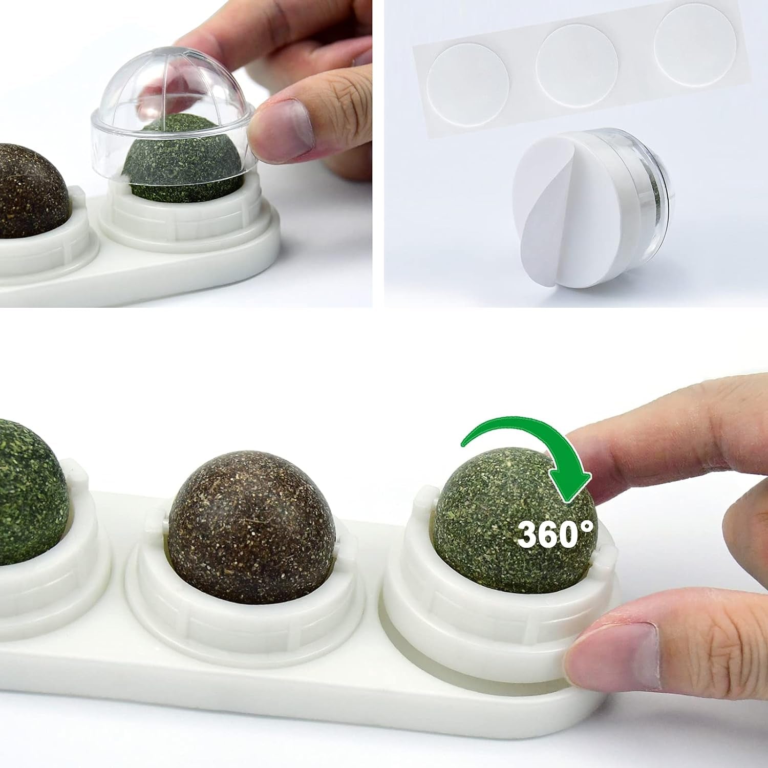 Catnip Wall Ball Cat Toys with 2 Treat Candies – Safe Edible Licking Balls for Indoor Cats