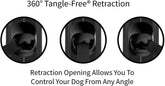 360° Tangle-Free Retractable Dog Leash with Anti-Slip Handle | 16 Ft Strong Nylon Tape | One-Handed Brake, Pause, Lock (Large, Black/Grey)