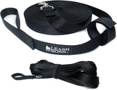 Long Trainer - 1 Inch Nylon Long Dog Training Leash with Storage Strap (50 Ft, Black)