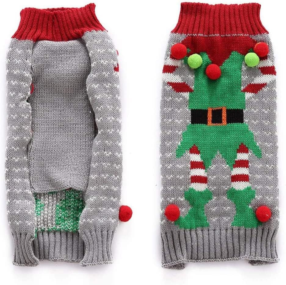 Christmas Dog Sweater – Ugly Elf Holiday Jumper (Clown, XL)
