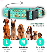 Flower Dog Collar, Adjustable Small Medium Large, Cute Girl Female Summer Spring Pretty Designer Puppy Essentials Accessories, Pink Floral Blue Daisy Rose (Small, Avocado)