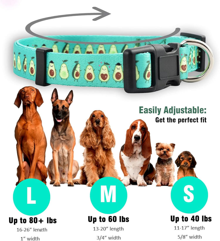 Flower Dog Collar, Adjustable Small Medium Large, Cute Girl Female Summer Spring Pretty Designer Puppy Essentials Accessories, Pink Floral Blue Daisy Rose (Small, Avocado)