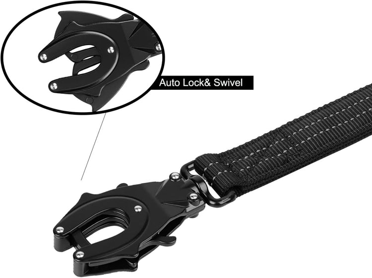 Relfective Dog Leash for Medium Large Dogs,K9 Training Walking Lead with Double Handle,Heavy Duty Auto-Lock Metal Clasp (6Ft, Black)