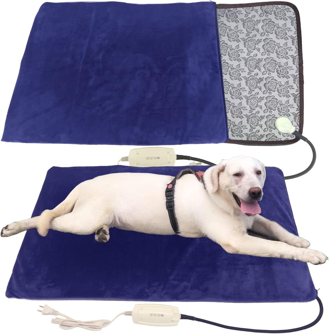 Large Pet Heating Pad – 34"x21" Electric Heated Bed with Washable Cover