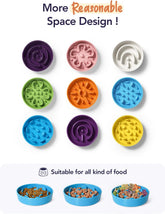 Ceramic Slow Feeder Dog Bowl – 1.5 Cup, Puzzle Design (Vortex Blue)