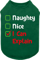 Naughty or Nice Christmas Dog Shirt, Dog Christmas Outfit for Small Dogs Boy Girl, Funny Doggy Tshirt, Pet Outfit, Green, Red, White, Medium
