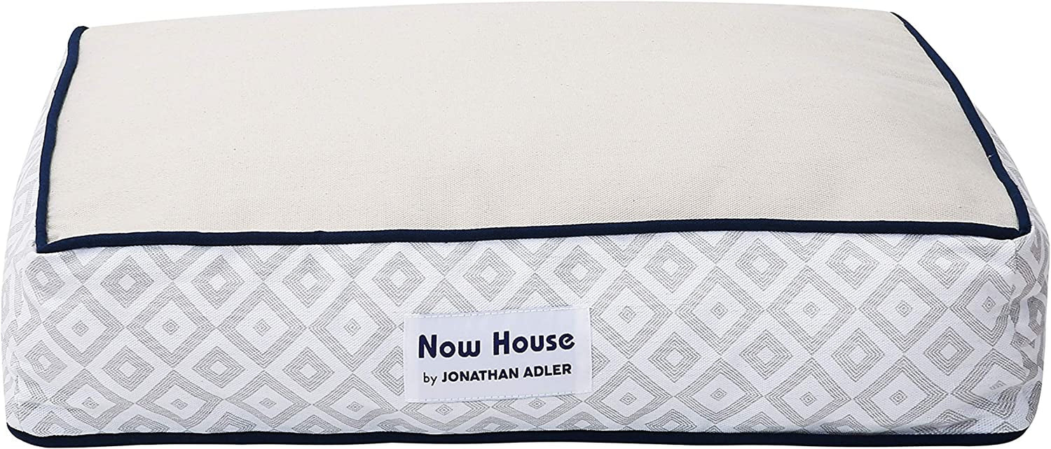 Now House for Pets Grey Diamond Cushion Dog Bed, Small Dog Bed, Machine Washable, Cotton/Poly Blend, 17X22X5 Inches