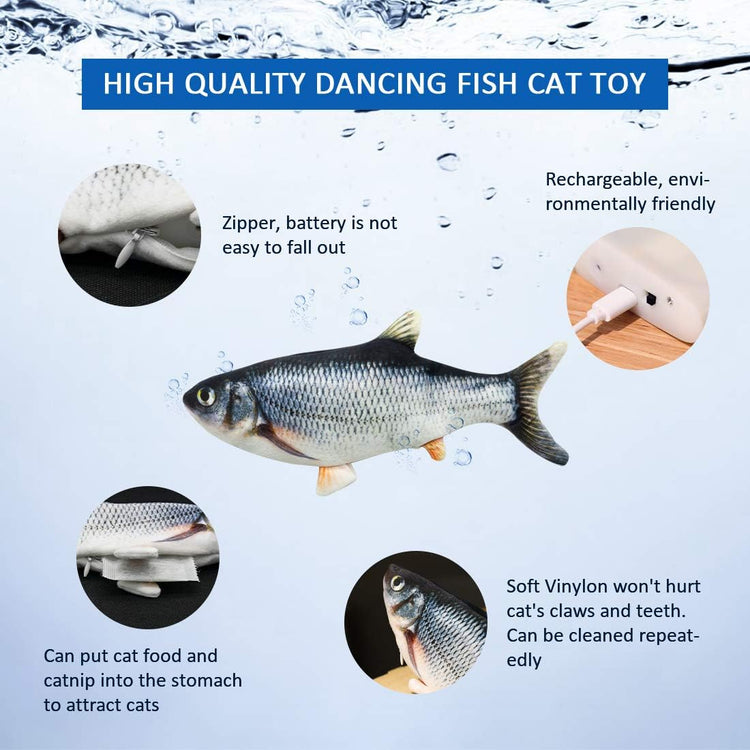 Floppy Fish Dog Toy & Cat Chew Toy – USB Charging, Interactive Teething Catnip Toy for Indoor Cats