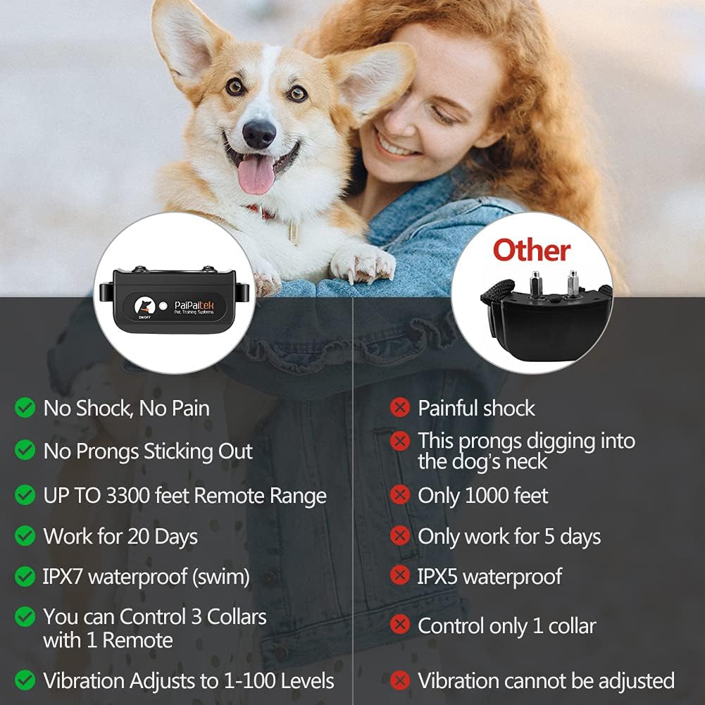 No-Shock Dog Training Collar – 3300ft Remote, Sound & Vibration, IPX7 Waterproof