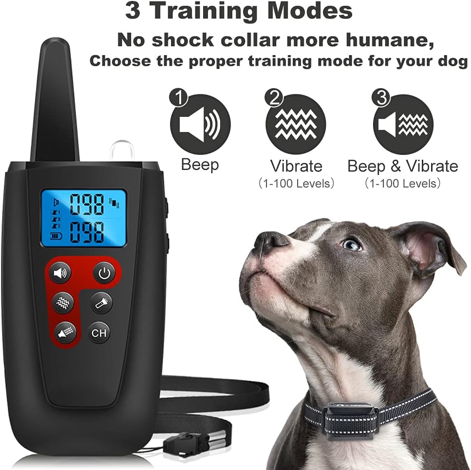 No-Shock Dog Training Collar – 3300ft Remote, Sound & Vibration, IPX7 Waterproof