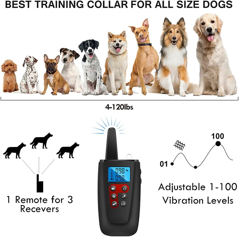 No-Shock Dog Training Collar – 3300ft Remote, Sound & Vibration, IPX7 Waterproof