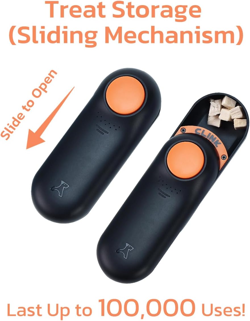 2-in-1 Dog Training Clicker & Treat Dispenser – Black, Durable & Easy Clean