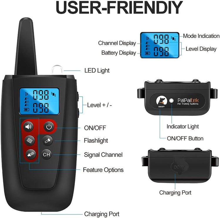 No-Shock Dog Training Collar – 3300ft Remote, Sound & Vibration, IPX7 Waterproof