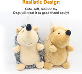 Dog Squeaky Toys, Durable Stuffed Crinkle Plush Dog Chew Toys for Puppy Teething, Interactive Dog Toys for Small, Medium and Large Dogs (Grey+Yellow, Hedgehogs)