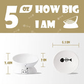 Ceramic Raised Cat Bowls, Slanted Cat Dish Food or Water Bowls, Elevated Porcelain Pet Feeder Bowl Protect Cat&