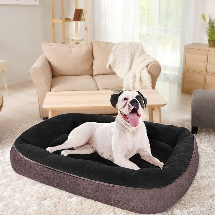 Dog Bed for Medium Dogs/Large/Small, Washable Rectangle Pet Bed Thickened Enough with Soft Coral Fleece and Non-Slip Bottom