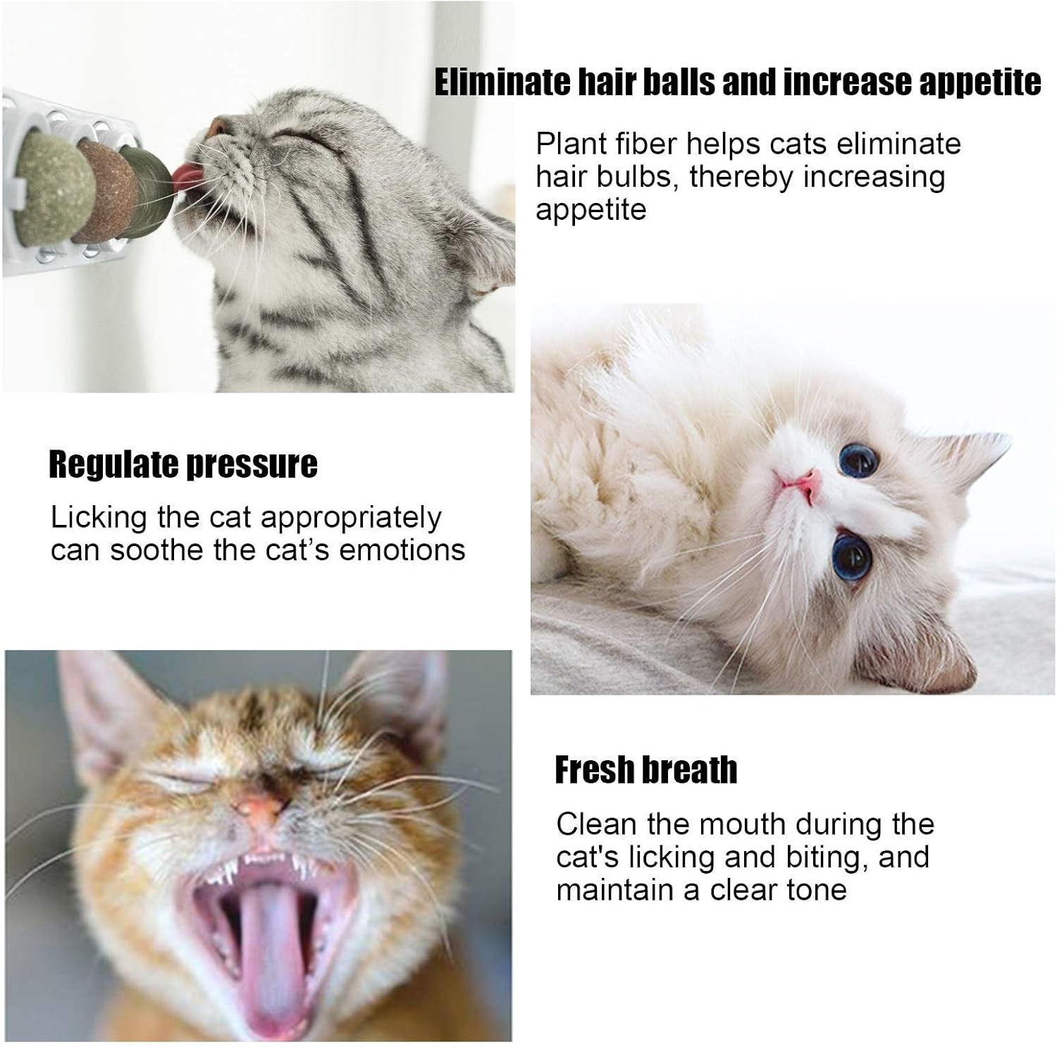 Catnip Wall Ball Cat Toys with 2 Treat Candies – Safe Edible Licking Balls for Indoor Cats