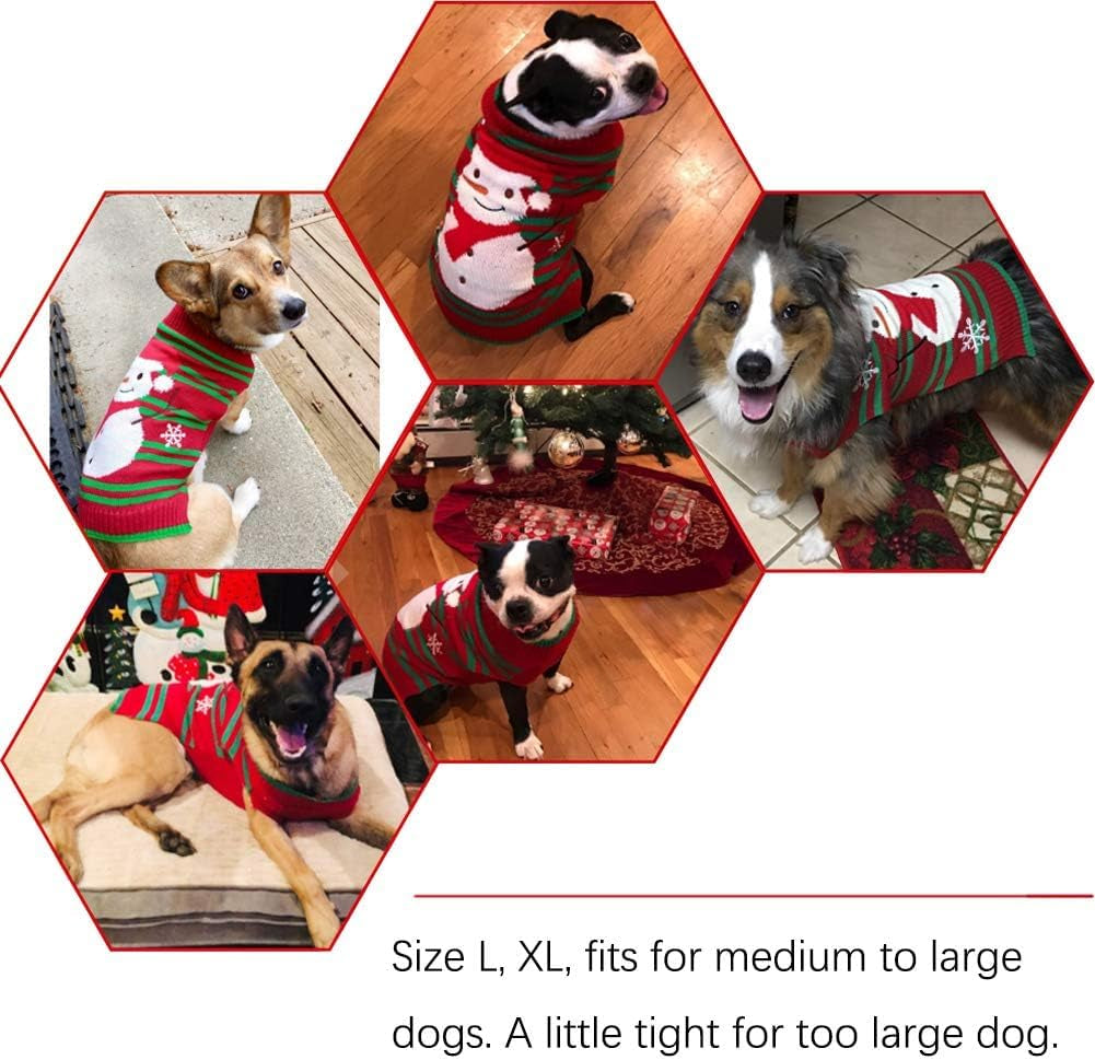 Dog Snow Sweaters Snowman Sweaters Xmas Dog Holiday Sweaters New Year Christmas Sweater Pet Clothes for Small Dog and Cat(Snowman,Xl)