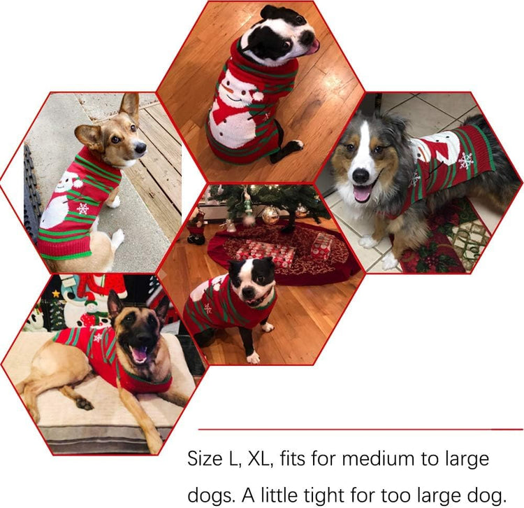 Dog Snow Sweaters Snowman Sweaters Xmas Dog Holiday Sweaters New Year Christmas Sweater Pet Clothes for Small Dog and Cat(Snowman,Xl)