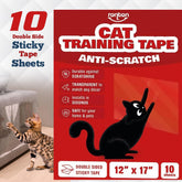 Cat Scratch Furniture Protector – Double Sided - anti Cats Scratching Sticky Tape - No-Residue for Couch, Doors & Walls - 10 Sheets - XL 17" L 12" W Furniture Protectors – Clear Training Tape