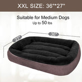 Dog Bed for Medium Dogs/Large/Small, Washable Rectangle Pet Bed Thickened Enough with Soft Coral Fleece and Non-Slip Bottom