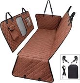 Car Dog Hammock - Waterproof Seat Cover with Mesh Window and Big Pocket for Back Seat - Nonslip Rubber Back, Washable Luxury Material for Car/Suv