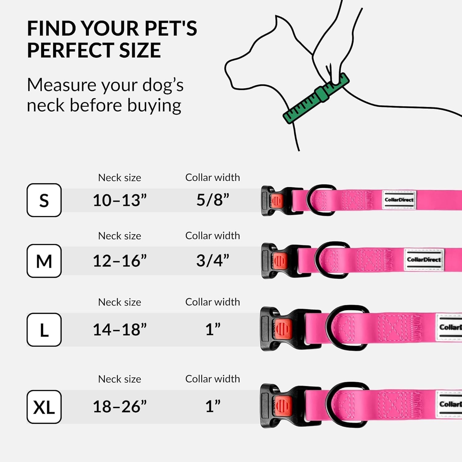 Waterproof Dog Collar - Silicone, Plastic Collar, Odor-Resistant, Easy to Clean, for Large, Medium, Small Dogs - Adjustable Collar with Breakaway Buckle (Neck Fit 12"-16", Pink)