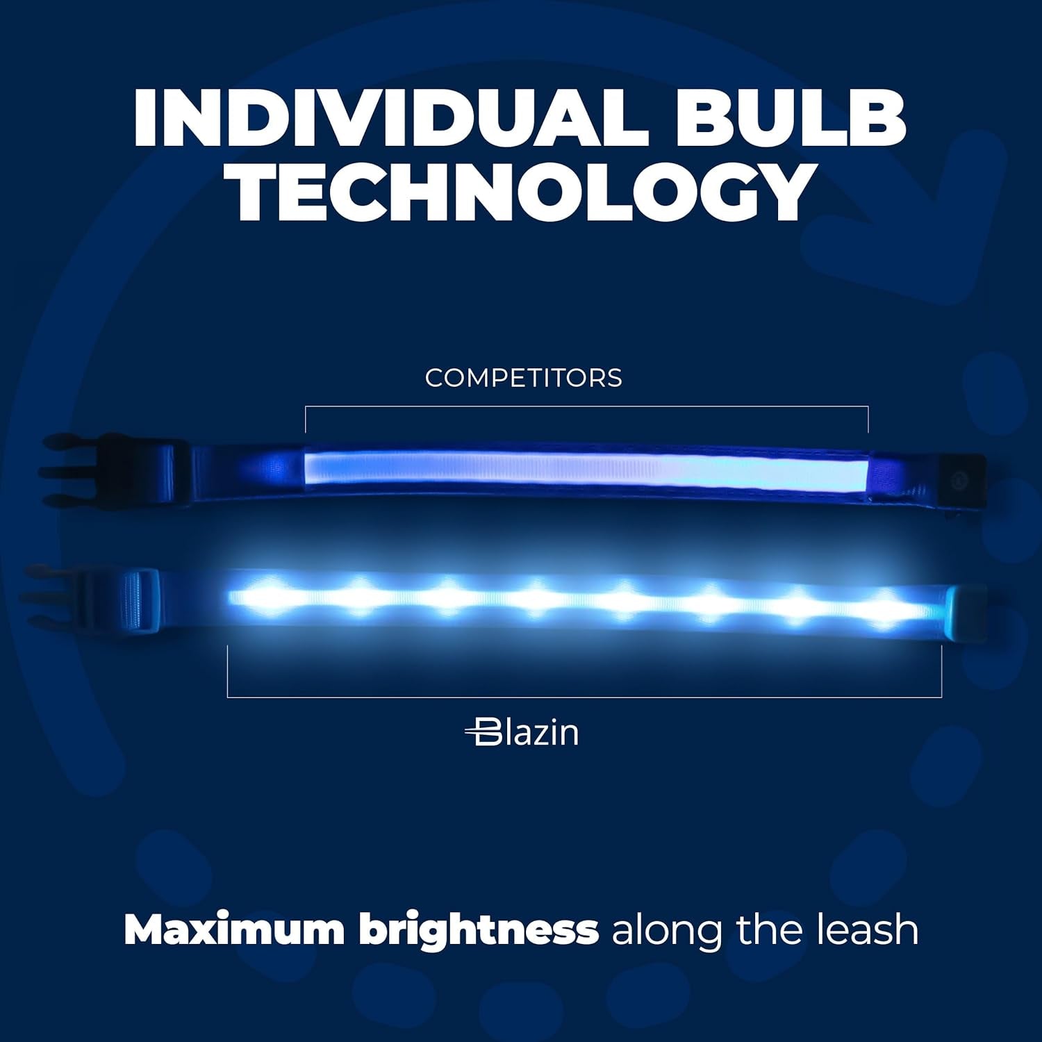 LED Light-Up Dog Leash – USB Rechargeable, 4ft Blue