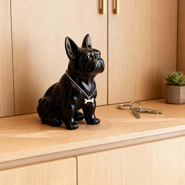 Black French Bulldog Statue,Pug Resin Sitting Dog Statue, English Bulldog Home Decoration Sculpture, Living Room Desktop Decoration, Modern Collection Art Dog Gift