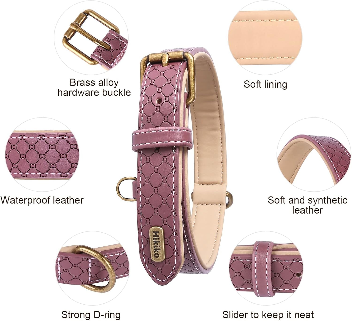 Basic Classic Luxury Padded Leather Dog Collar - Rust Proof Brass Strong Leather Collar Heavy Duty Alloy Hardware Best for Small, Medium, Large Dogs