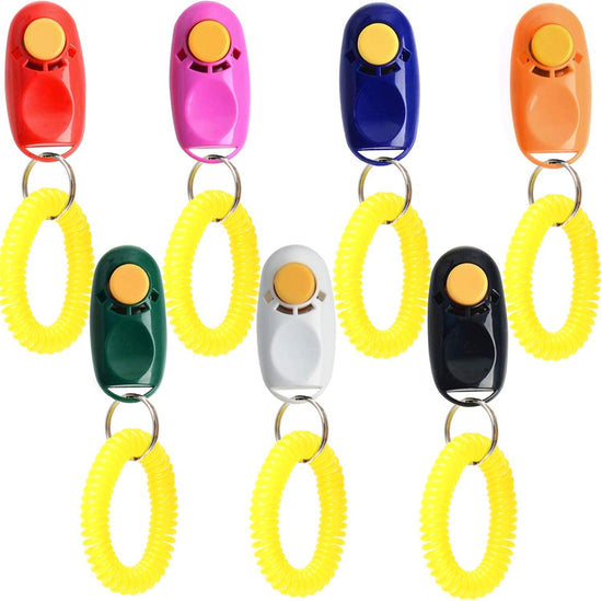 7-Pack Dog Training Clickers – Assorted Colors with Wrist Straps