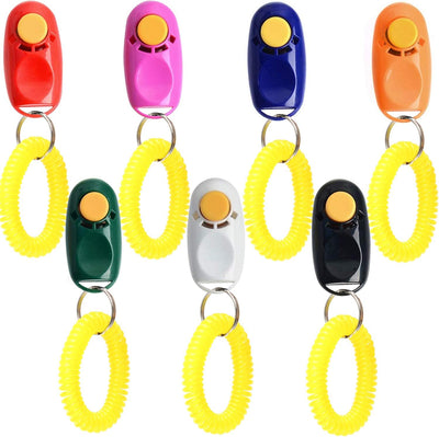 7-Pack Dog Training Clickers – Assorted Colors with Wrist Straps
