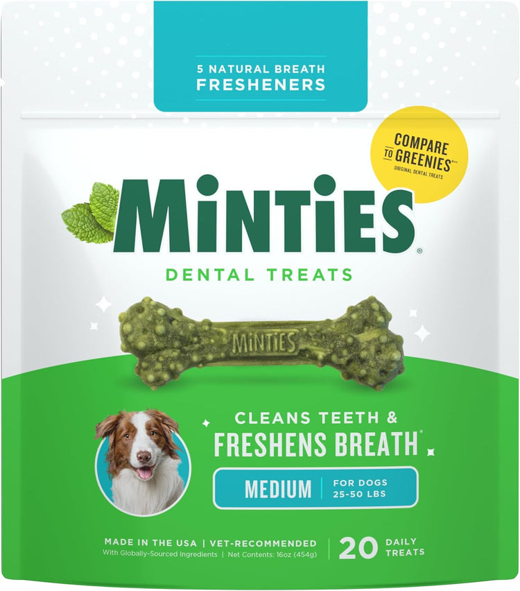 Dental Chews for Medium Dogs (25–50 lbs) – Mint Flavor, 20 Ct