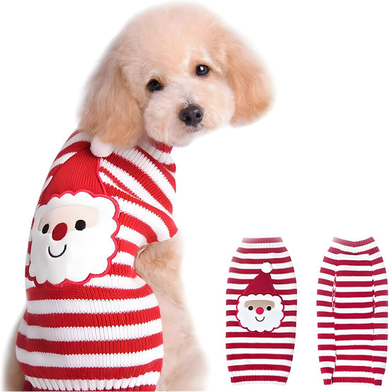 Santa Claus Pet Sweater Dog Sweaters Cold Weather Outfit for Small to Medium Sized Dogs and Cats for Christmas Day (Santa Claus, Small)