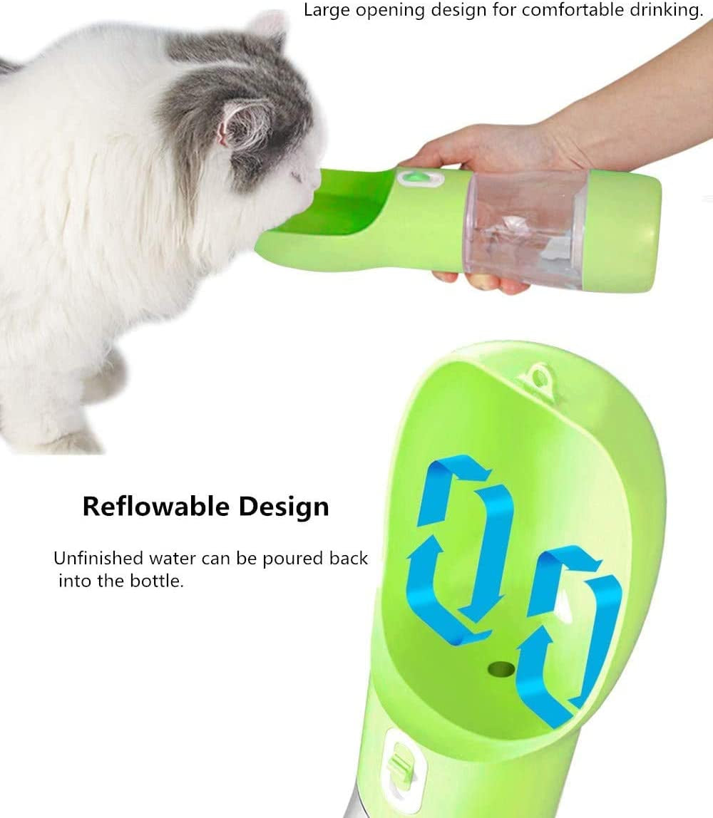 Outdoor Dog Water Bottle Dispenser - Leak Proof Bottles for Dogs on the Go with Food Container Multifunctional Travel Outdoor（Green）