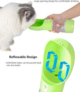 Outdoor Dog Water Bottle Dispenser - Leak Proof Bottles for Dogs on the Go with Food Container Multifunctional Travel Outdoor（Green）