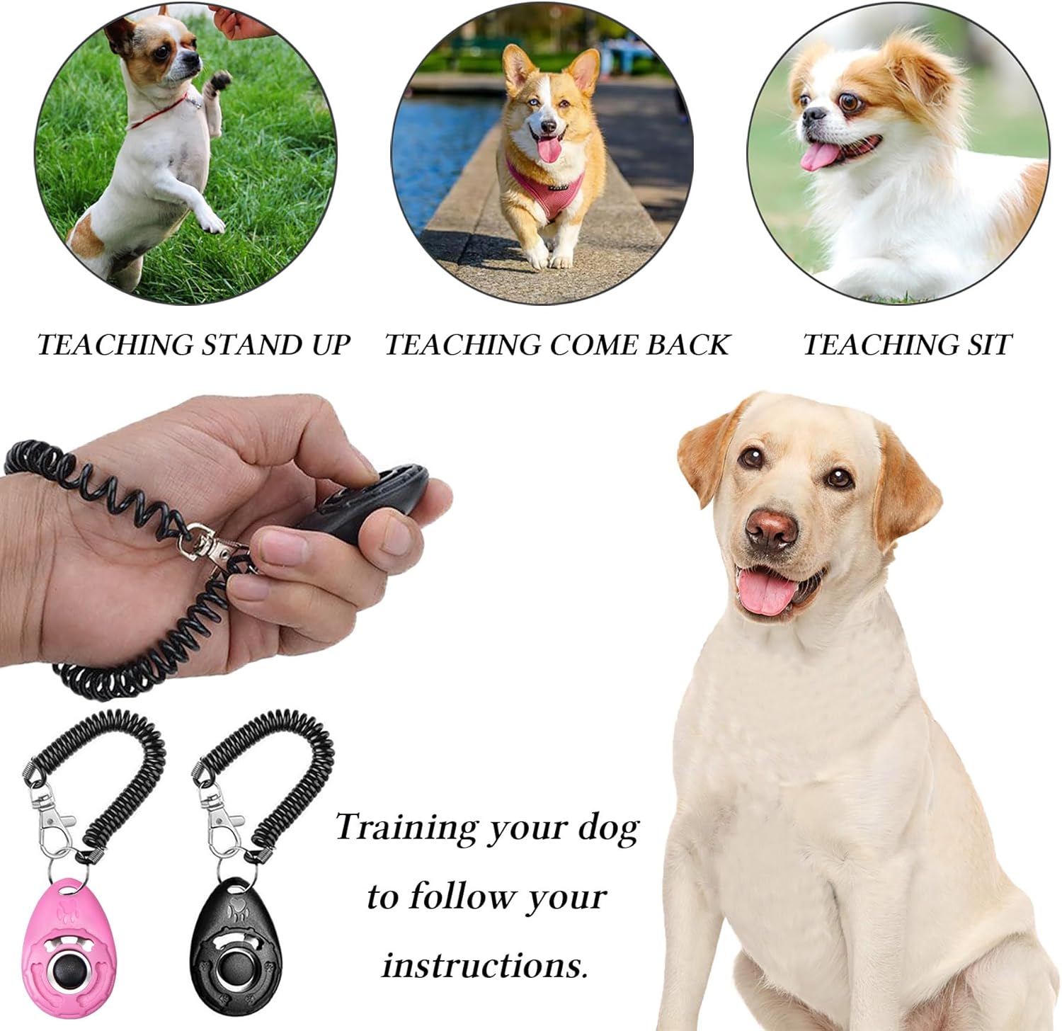 Dog Training Kit – Treat Pouch & Clicker, 3-Way Wear (Black & Pink)