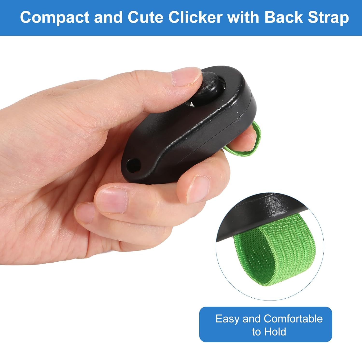 Dog Training Clicker with Finger Ring – 2 Pack (Black & White)
