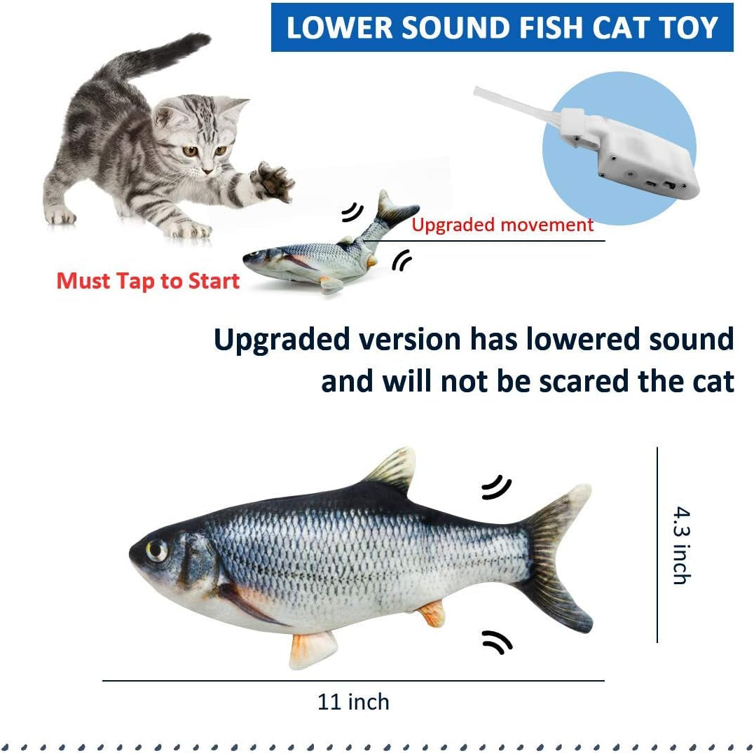 Floppy Fish Dog Toy & Cat Chew Toy – USB Charging, Interactive Teething Catnip Toy for Indoor Cats