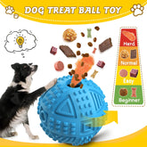 Dog Balls Treat Dispensing Dog Toys for Aggressive Chewers Large Breed, Nearly Indestructible Squeaky Puppy Chew Toys for Largebreeds, Natural Rubber Doggie Puzzle Toys, Pet Treat Ball