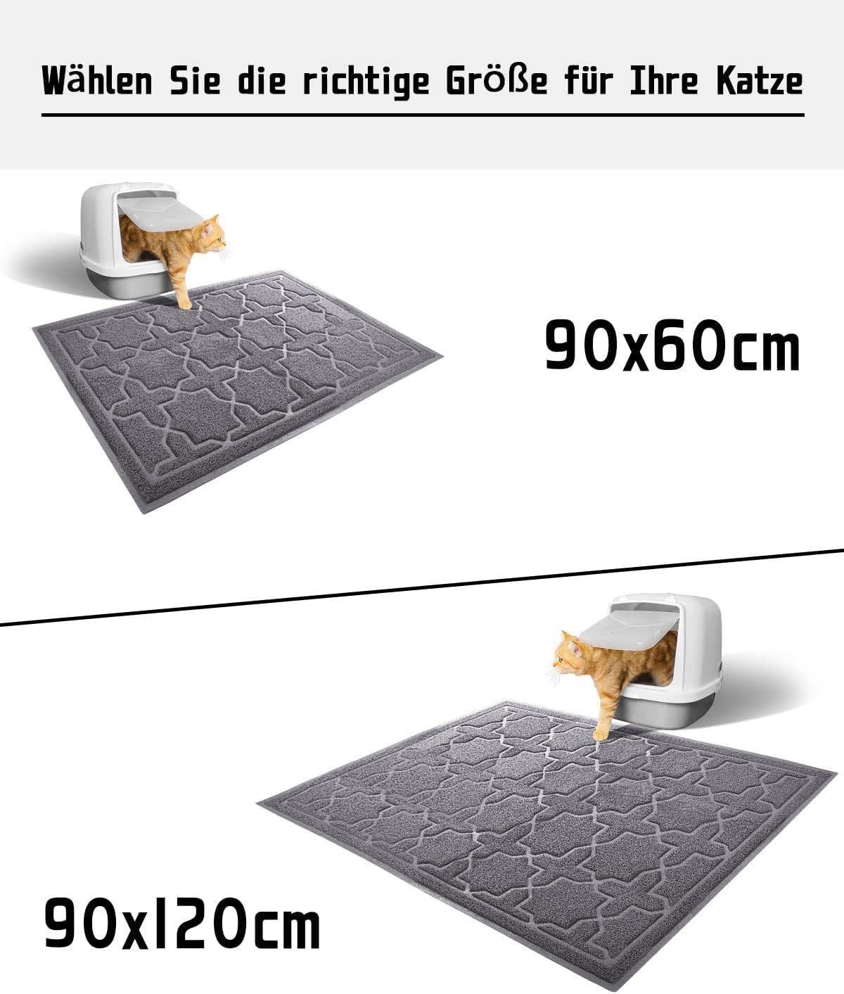 Cat Litter Mat – Large 35"x24", Litter Lock Mesh, Non-Slip (Dark Grey)