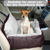 Dog Car Seat with Safety Belt, Washable Booster for Small Dogs, Anti-Slip Travel Bed for Front or Back Seat, Adjustable Buckle, Storage Pockets